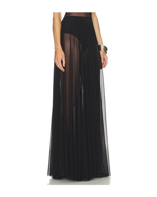 Norma Kamali Black Flared Skirt To Floor