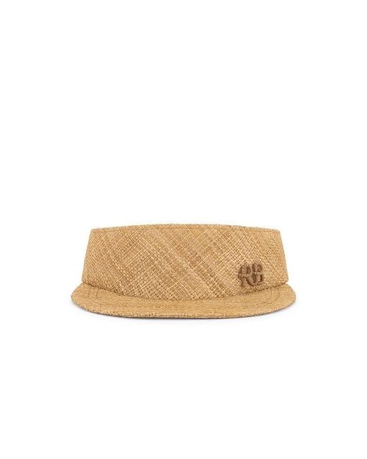 Ruslan Baginskiy Blue Monogram-Embellished Straw Visor