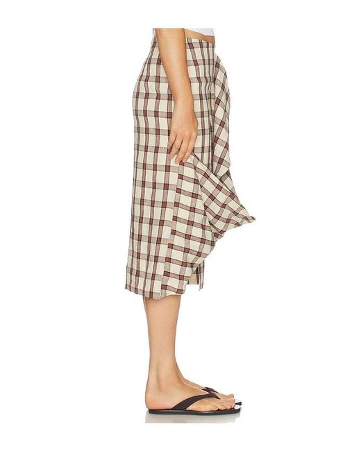Rohe Natural Draped Check Skirt