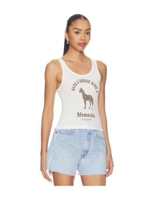 The Laundry Room Blue Ride A Mamacita Rib Tank Top
