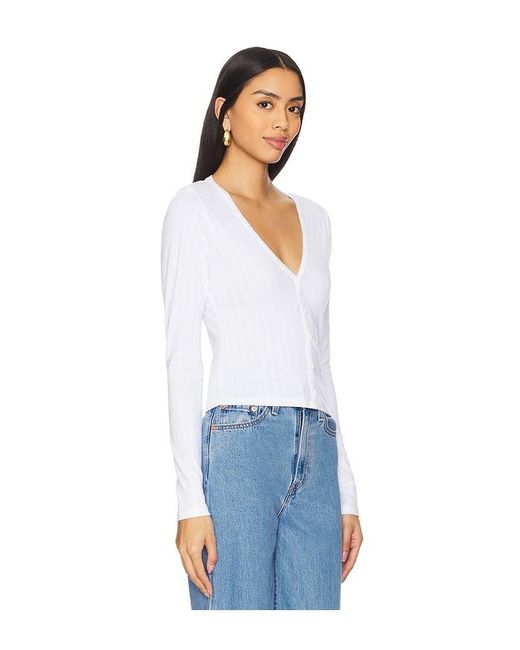 GOOD AMERICAN White Cotton Pointelle Cardigan