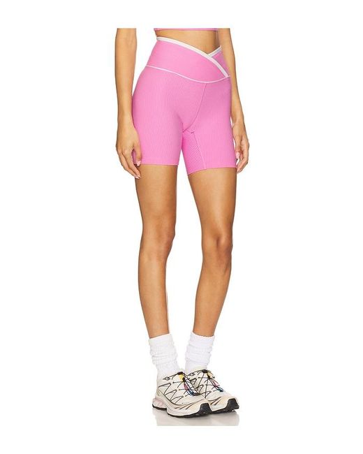 Year Of Ours Pink Ribbed Two Tone Veronica Short