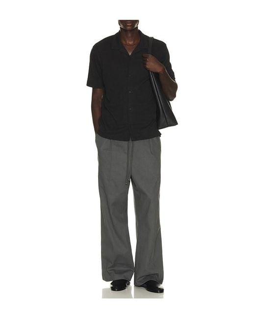 Vince Black Mesh Knit Cotton Blend Cabana Shirt for men