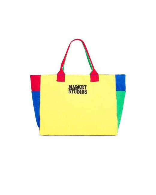 Market Yellow Smiley Colorblock Tote Bag for men