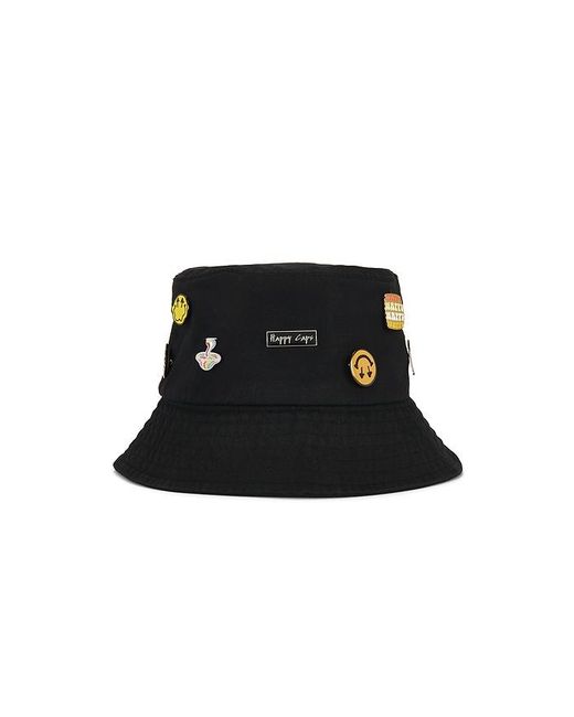 Happy Caps Black Pin Bucket Hat for men