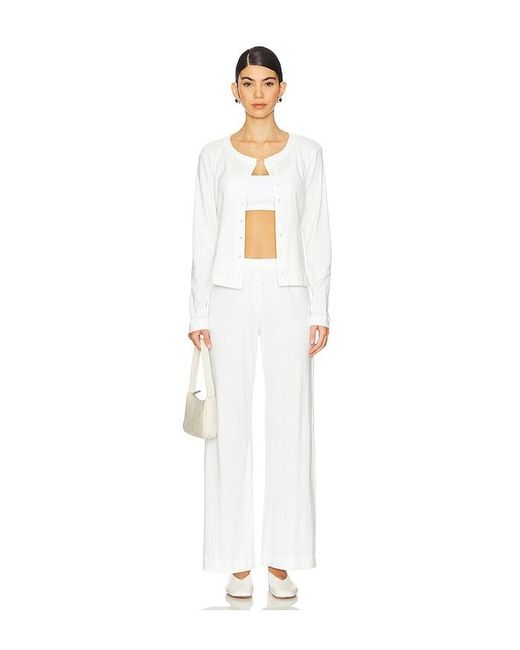 Leset White Pointelle Boxer Pant