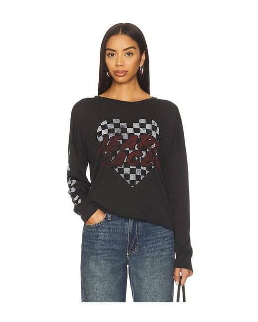 Lauren Moshi Black Luella Long Sleeve Drop Shoulder Tee