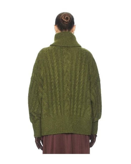 Helsa Green Claudiya Cable Turtleneck