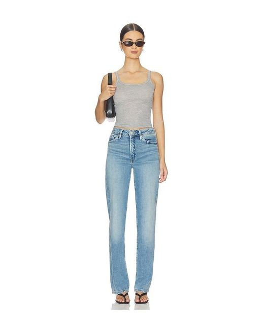 GOOD AMERICAN Blue Soft Tech Good True Straight Jeans