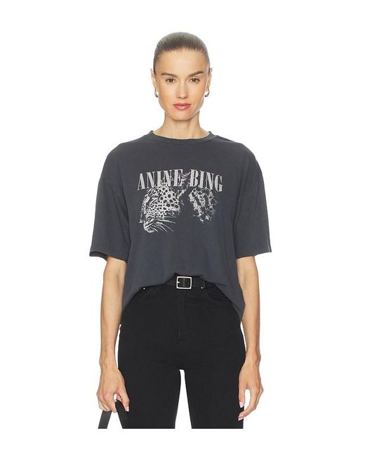 Anine Bing Black Cohen Leopard Tee