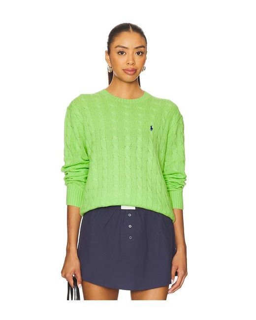 Polo Ralph Lauren Green Cable Wool Cashmere Crewneck Sweater