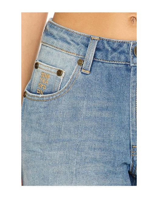 One Teaspoon Blue Truckers Mid Waist Straight Leg Jeans