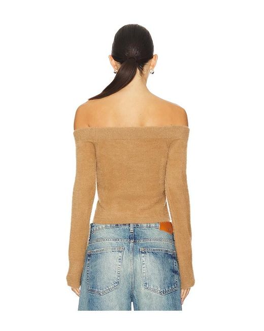 GOOD AMERICAN Blue Plush Off Shoulder Top
