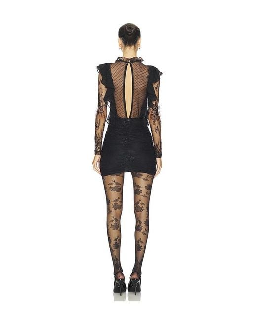 PATBO Black Laila Lace Long Sleeve Short Dress