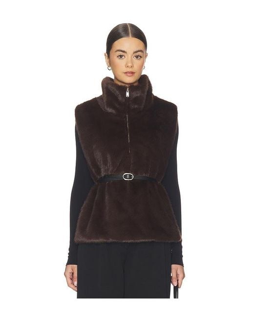 WeWoreWhat Black Faux Fur Mockneck Vest