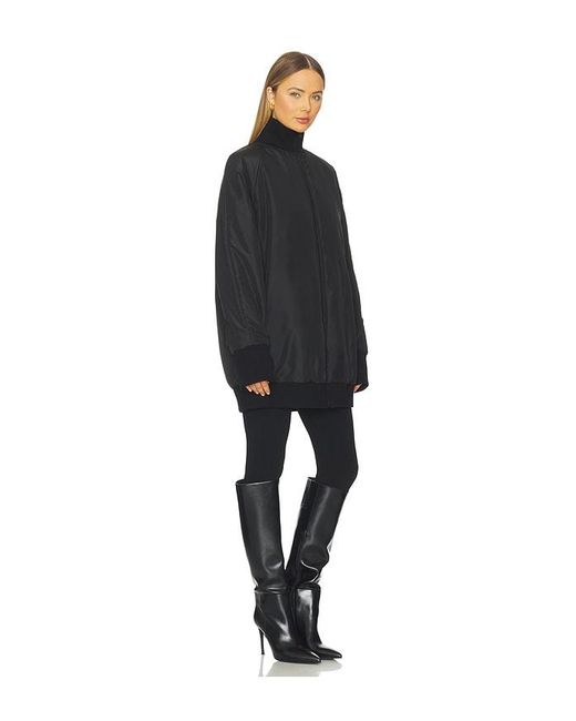 Norma Kamali Black Oversized Turtleneck Bomber Jacket Above The Knee