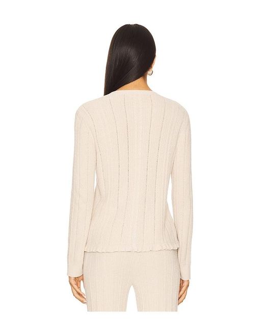 Barefoot Dreams Natural Cozychic Ultra Lite Cable Knit Cardigan With Ruffle