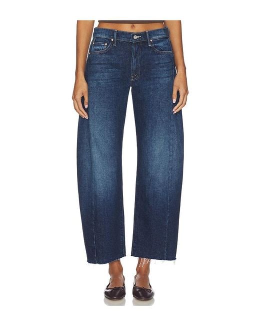 Mother Blue Jeans The Mid Rise Full-Pipe Flood Fray