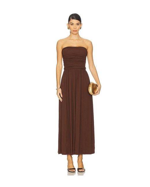 Runaway the Label Brown Malone Ruched Strapless Maxi Dress