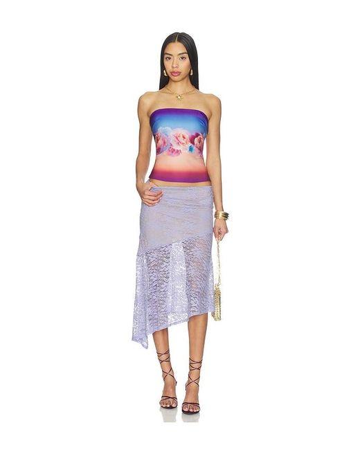 Runaway the Label Purple Ava Flounce Midi Skirt