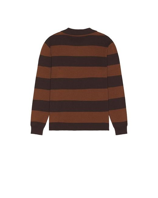 Rhythm Brown Ventura Stripe Knit Polo for men