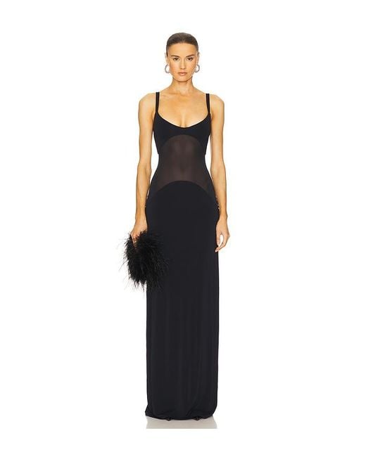Helsa Black Sheer Knit Curve Maxi Dress