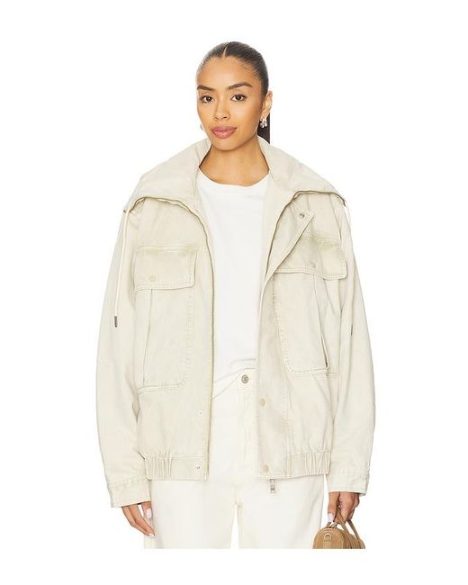 One Teaspoon Natural Denim Utility Puffer Jacket