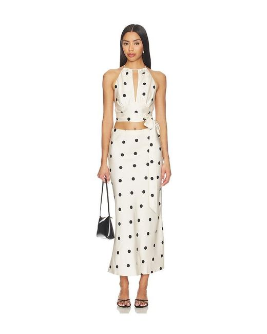 Bardot Natural Pheobe Satin Midi Skirt