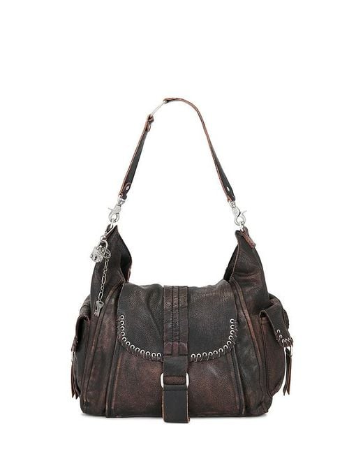 Free People Black X We The Free Leigh Distressed Hobo Bag