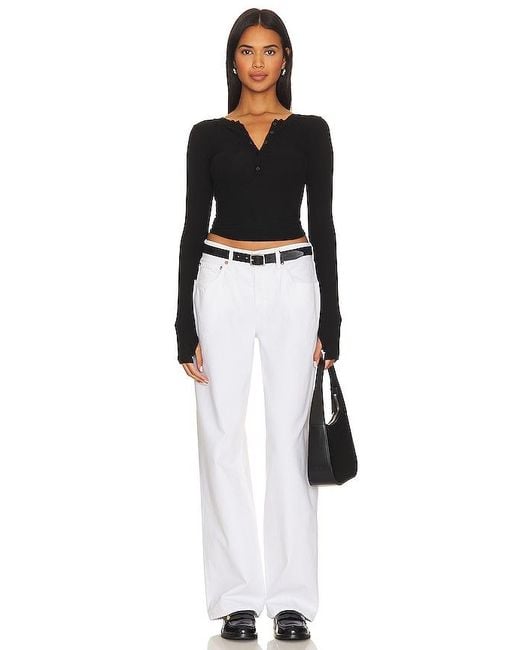 Enza Costa Black Rib Baseball Henley