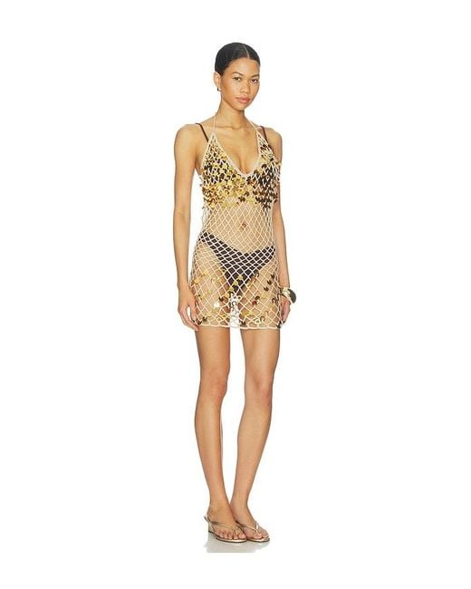 superdown Natural Zuri Crochet Mini Dress