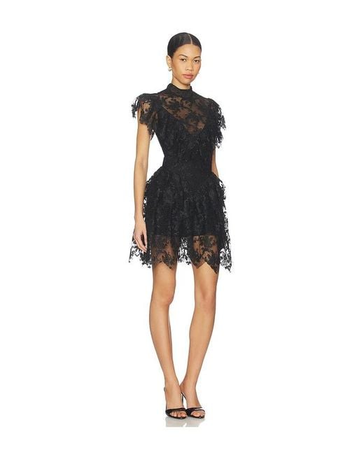 Bardot Black Tarryn Ruffle Lace Mini Dress