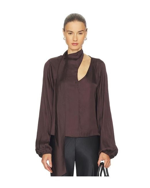 WeWoreWhat Purple Wrap Neck Tie Top