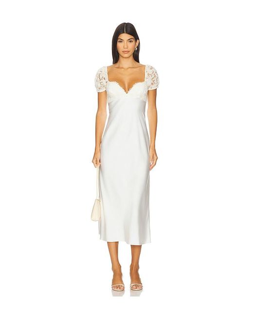 LPA White Nicola Midi Dress