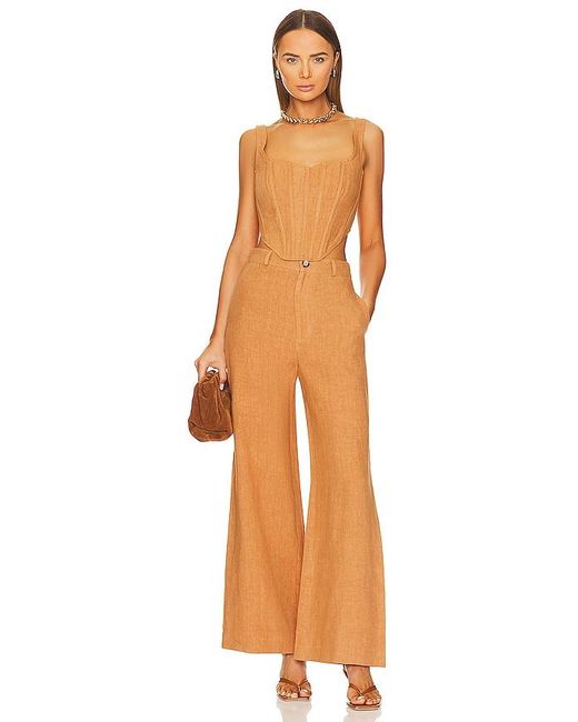 Bardot Orange Linen Corset Bustier