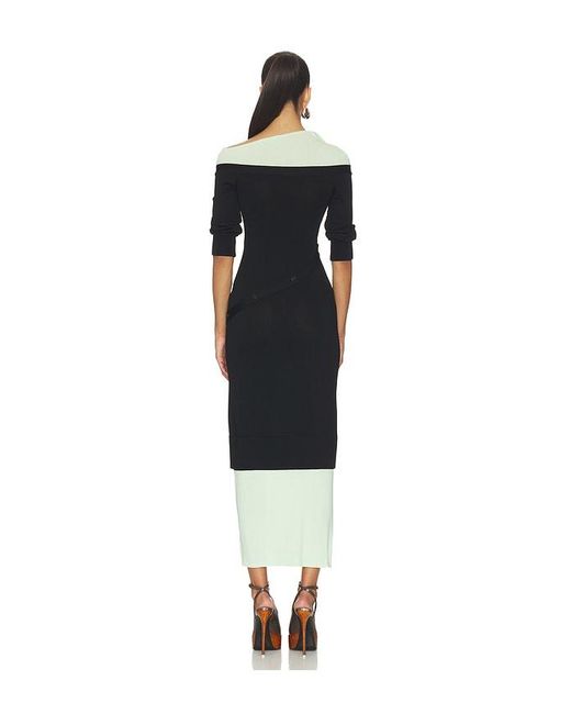 The Attico Black Asymmetric Midi Dress