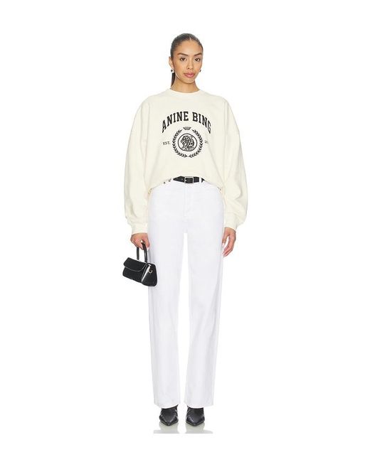 Anine Bing White Miles Collegiate Sweatshirt