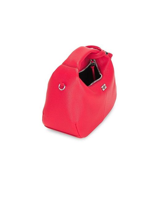 Ganni Red Hobo Mini Grained Bag