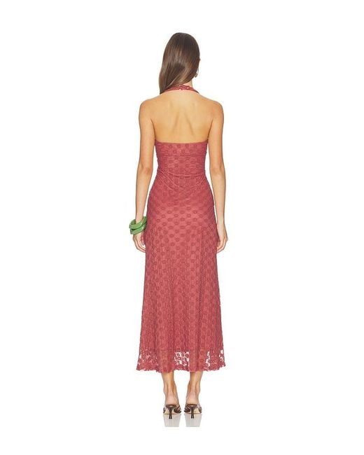 Bardot Red Mariko Halter Neck Midi Dress