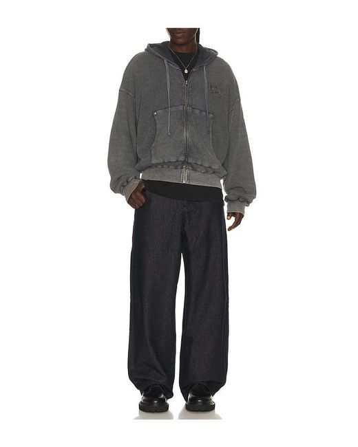 Barriers Worldwide Gray Star Waffle Zip Up Hoodie for men