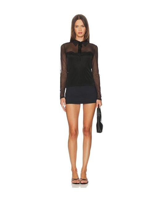 Generation Love Black Brio Mesh Top