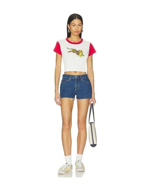 KENZO Blue Jumping Tiger Cropped T-Shirt