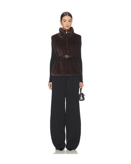 WeWoreWhat Black Faux Fur Mockneck Vest
