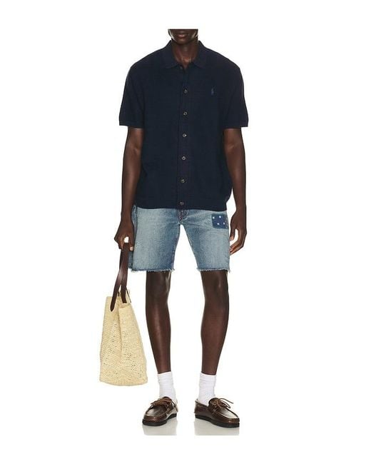 Polo Ralph Lauren Blue Short Sleeve Cardigan Sweater for men