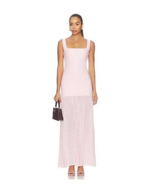 ROTATE BIRGER CHRISTENSEN Pink Crepe Scoop Neck Dress