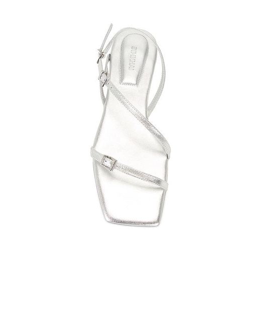 Jonathan Simkhai White Carey Metallic Strappy Flat Sandal