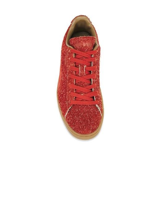 PUMA Red X Danielle Cathari Suede Fuzzy Sneaker