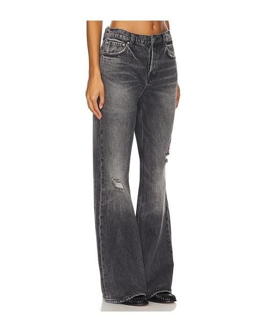 GRLFRND Blue Ausgestellte Hose Jade Low Rise Relaxed