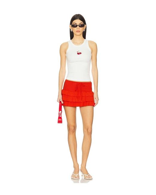 MORE TO COME Red Eudora Mini Skirt