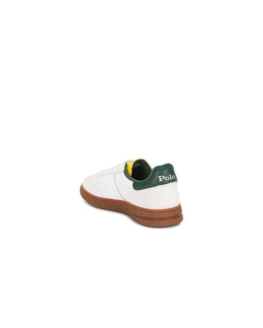 Polo Ralph Lauren White Bedford Leather And Suede Low Top Sneaker for men